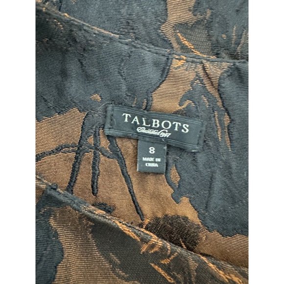Talbots Women's Sleeveless Black And Brown Floral Sheath Formal Dress Size 8 - Picture 7 of 11